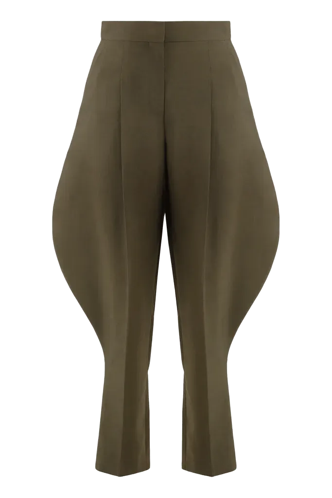 Fendi Palazzo Wool-Mohair Cropped Trousers — Olive