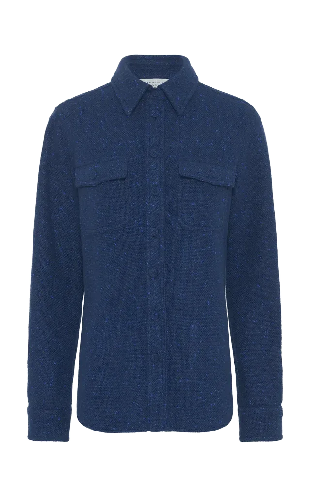John Austin Shirt in Electric Navy Speckled Cashmere