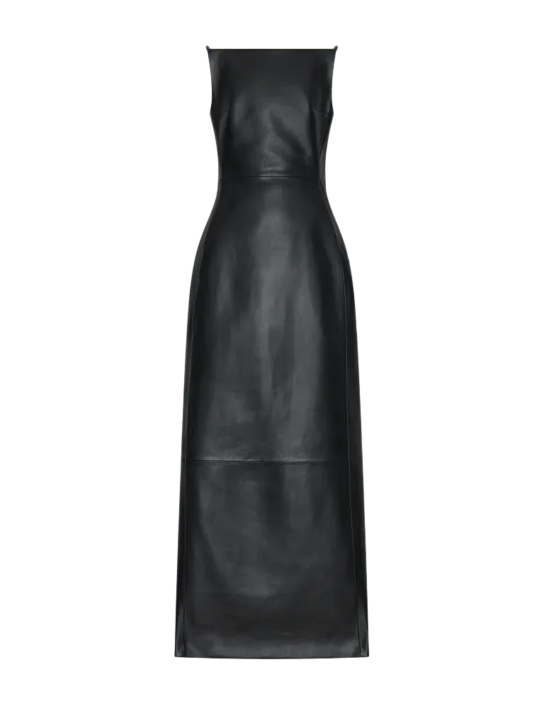 Darryl Dress in Black Leather