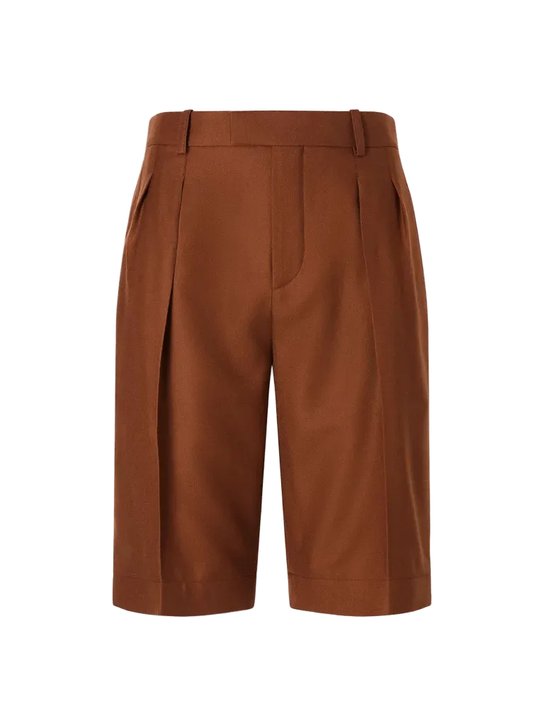 Pleated cashmere shorts