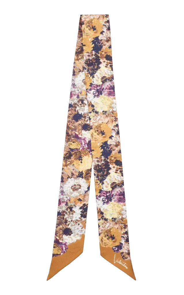 Floral Silk Skinny Scarf