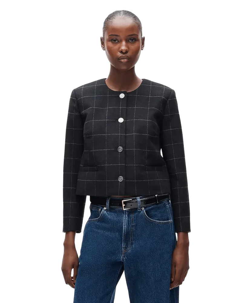 Lady jacket in windowpane wool blend