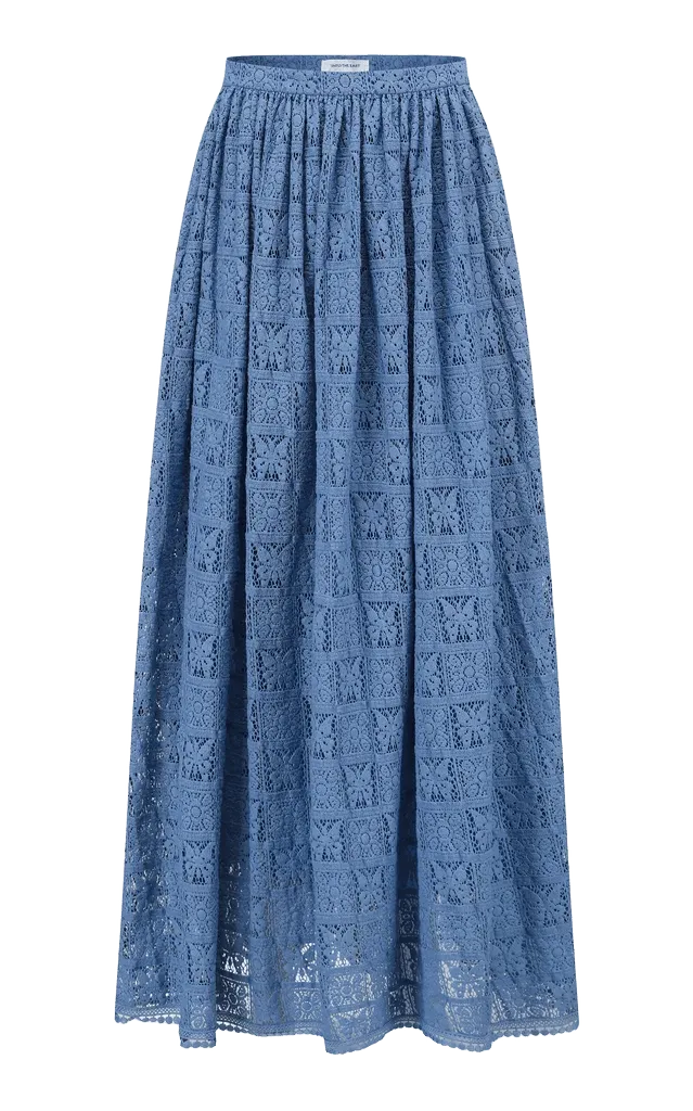 Lace Cotton-Blend Midi Skirt