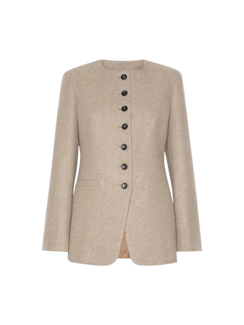 Cashmere crew-neck jacket - SAND