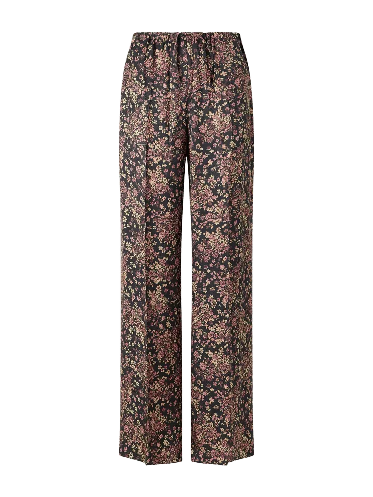 Floral-print crepe straight-leg pants