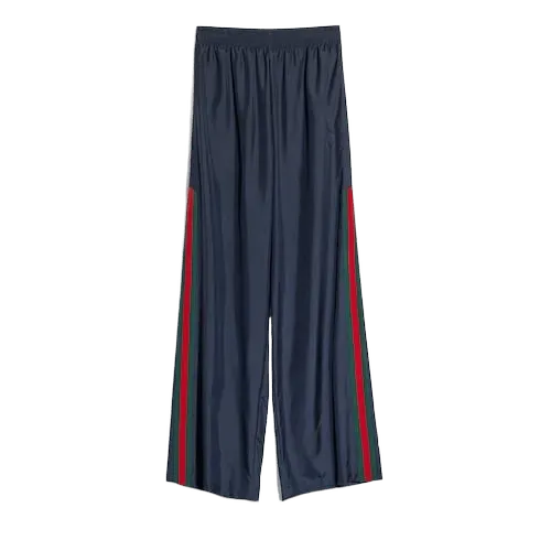 Technical silk poplin pants with Web
