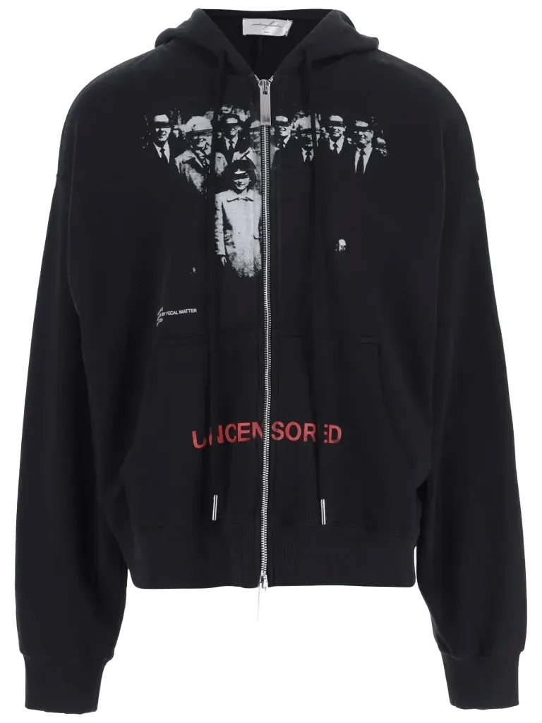 MatièRes FéCales Graphic Print Zip-Up Hoodie — Black