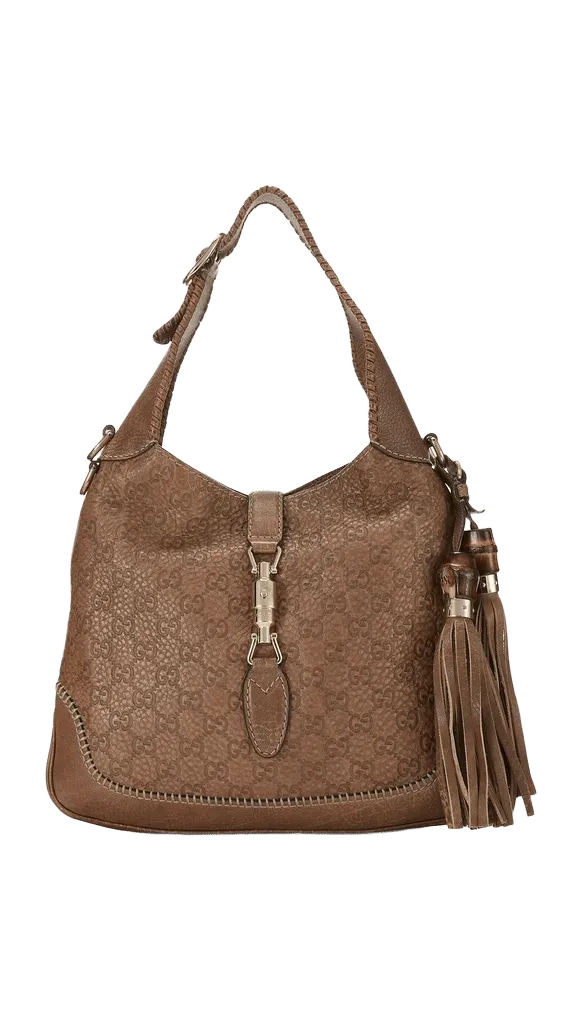 Gucci Brown Guccissima Tassel Jackie Large Hobo Bag