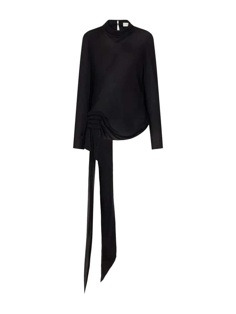 Gathered silk-charmeuse blouse