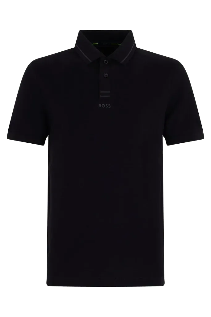 Hugo Boss Cotton Short-Sleeve Polo — Black