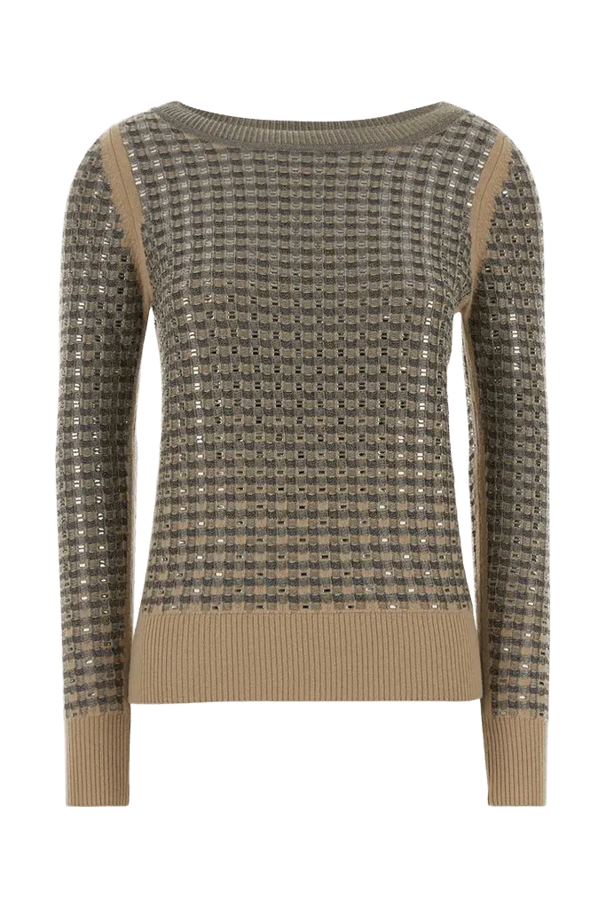 Ermanno Scervino Sequined Jacquard Sweater — Beige