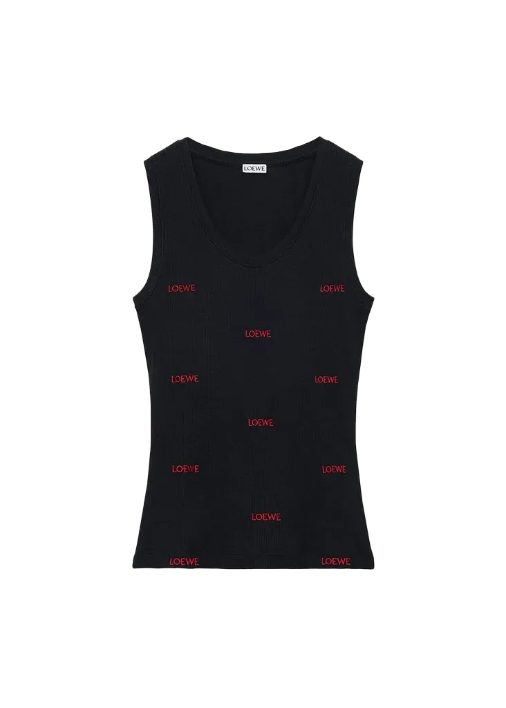 Loewe All-Over Logo Embroidered Rib Tank Top