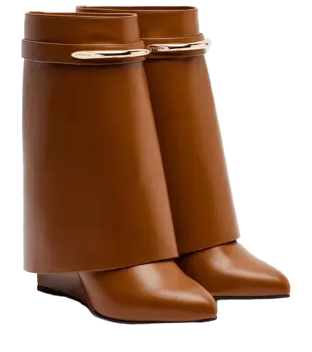 Shark leather mid-calf boots
