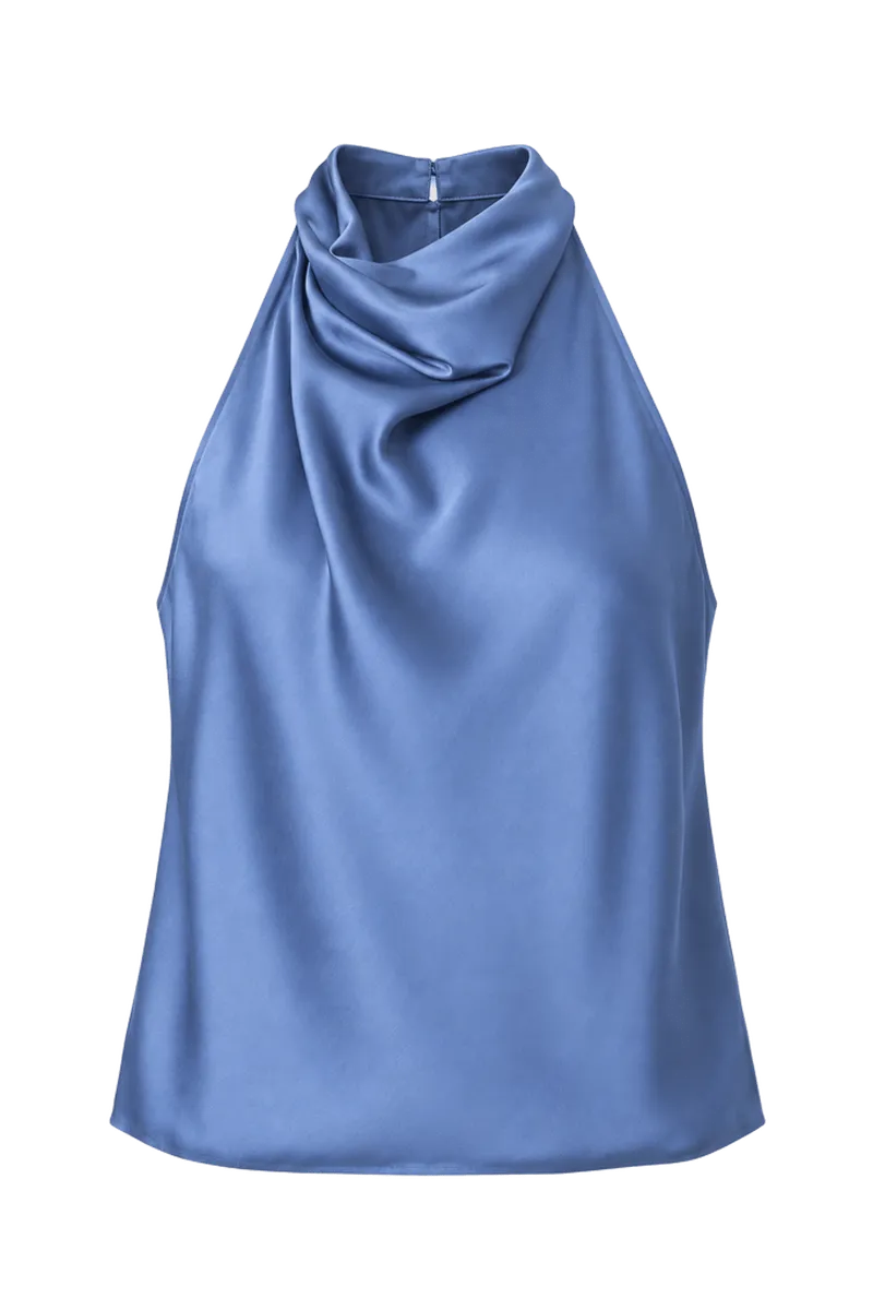 Satin Cowl Neck Halter Top