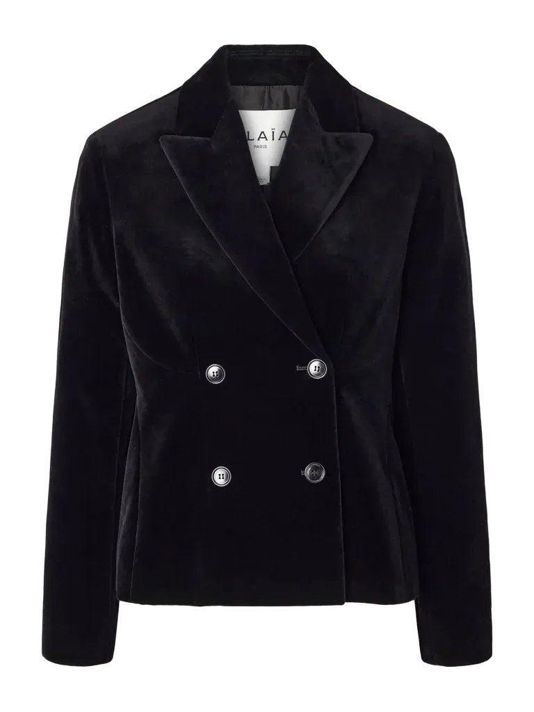 Double-breasted cotton-velvet blazer