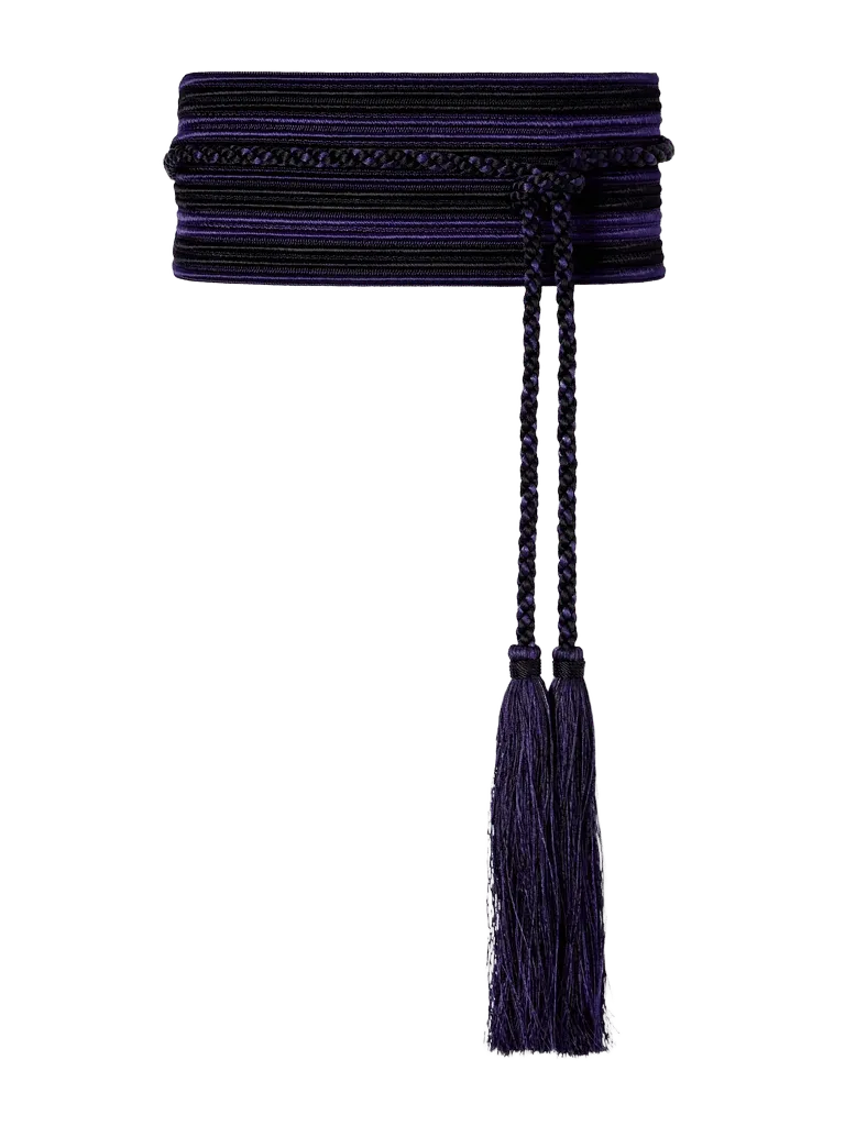 Vesper tasseled striped cord belt - black - One Size