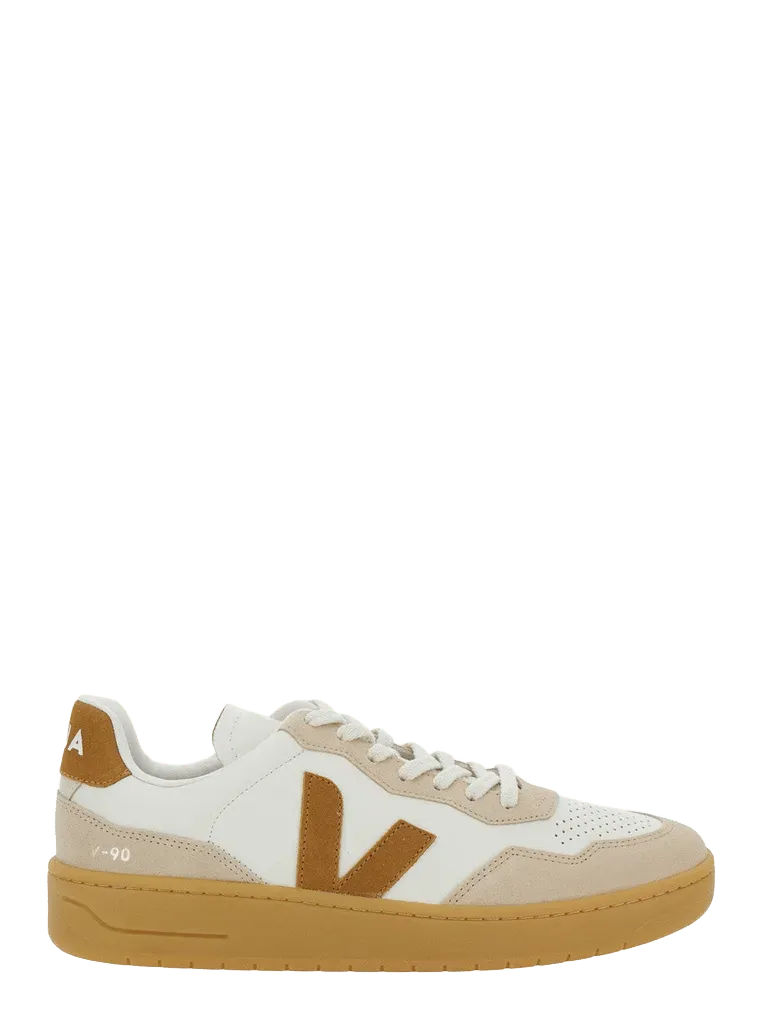 Veja Perforated Leather Low-Top Sneaker — Beige