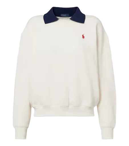 Cotton-jersey polo sweatshirt