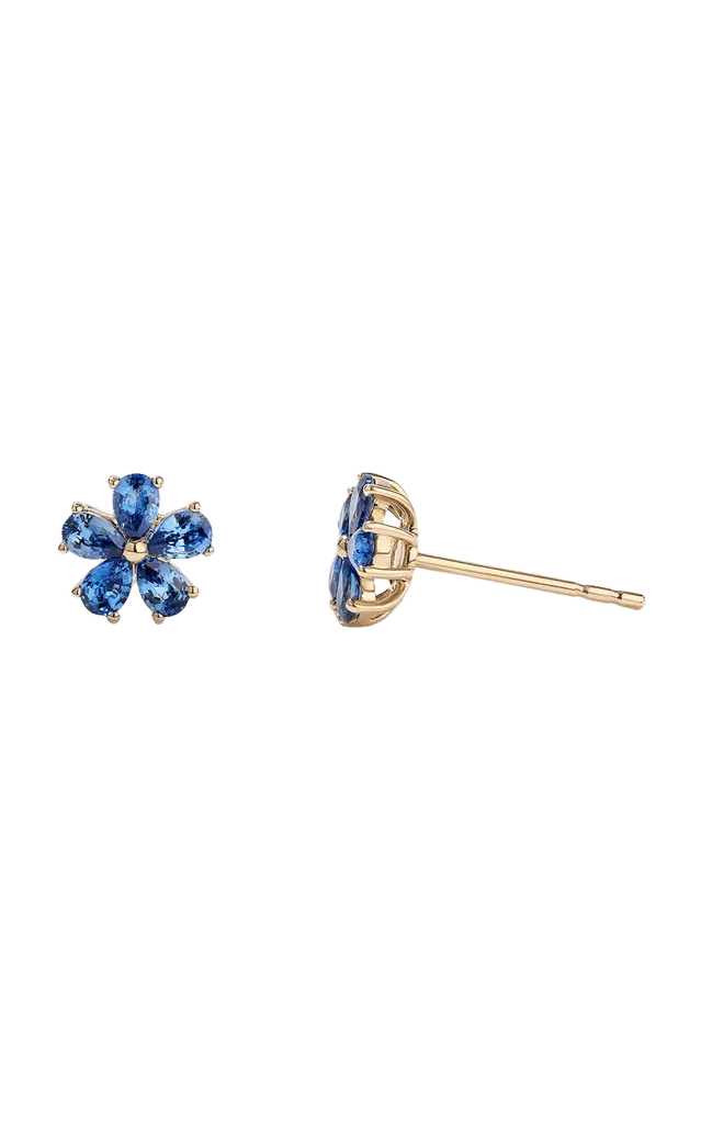 14k Yellow Gold Purple Garden Party Stud Earrings