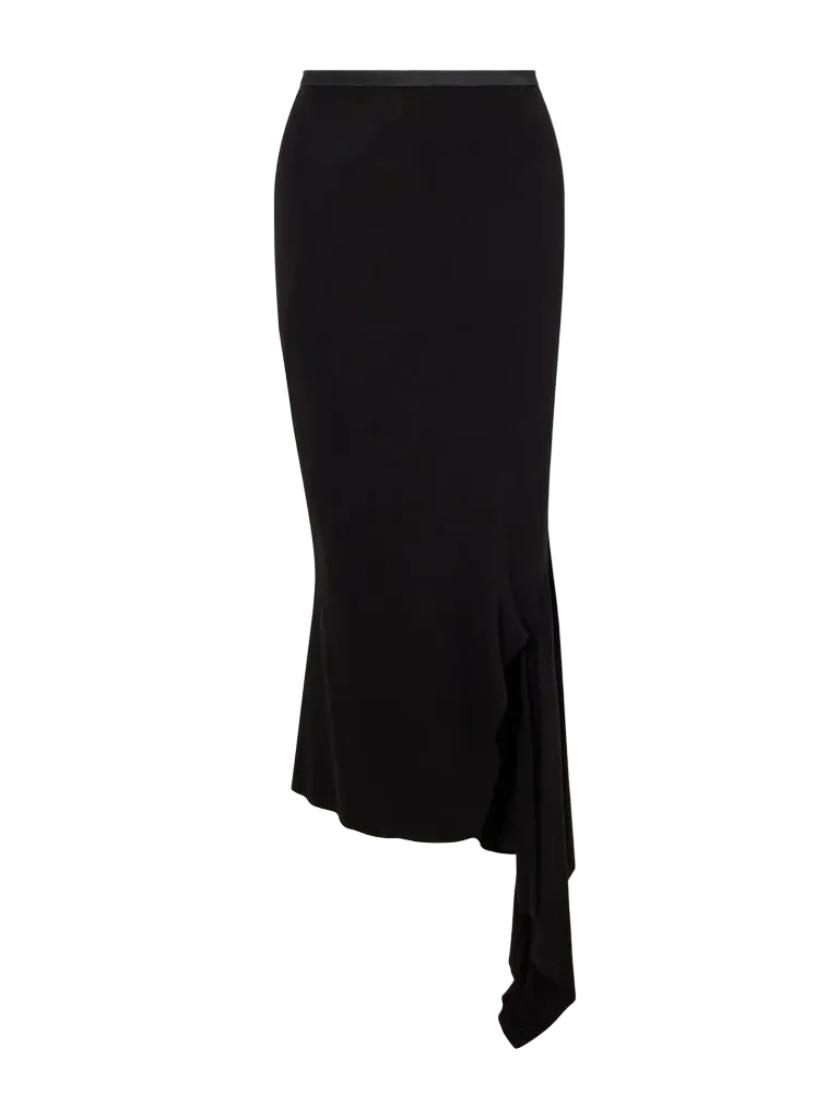 Asymmetric jersey midi skirt