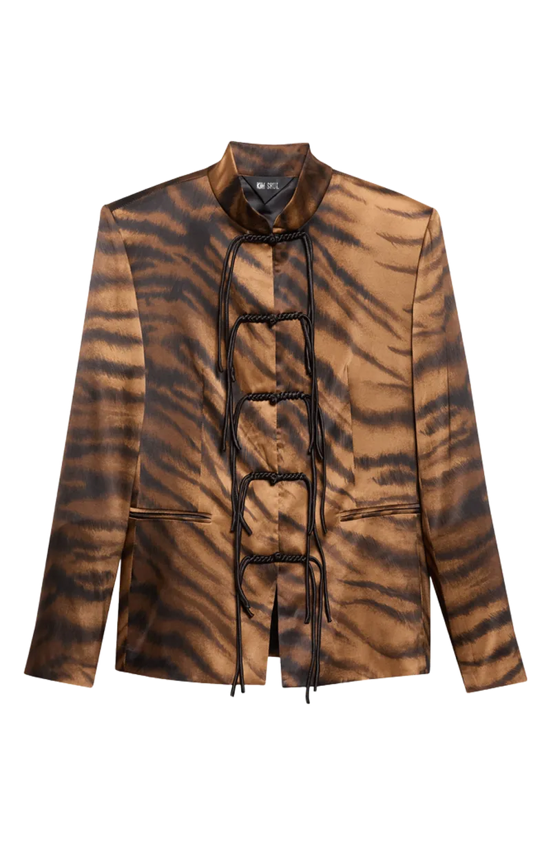 Chudeir Tiger Print Silk Blend Satin Jacket