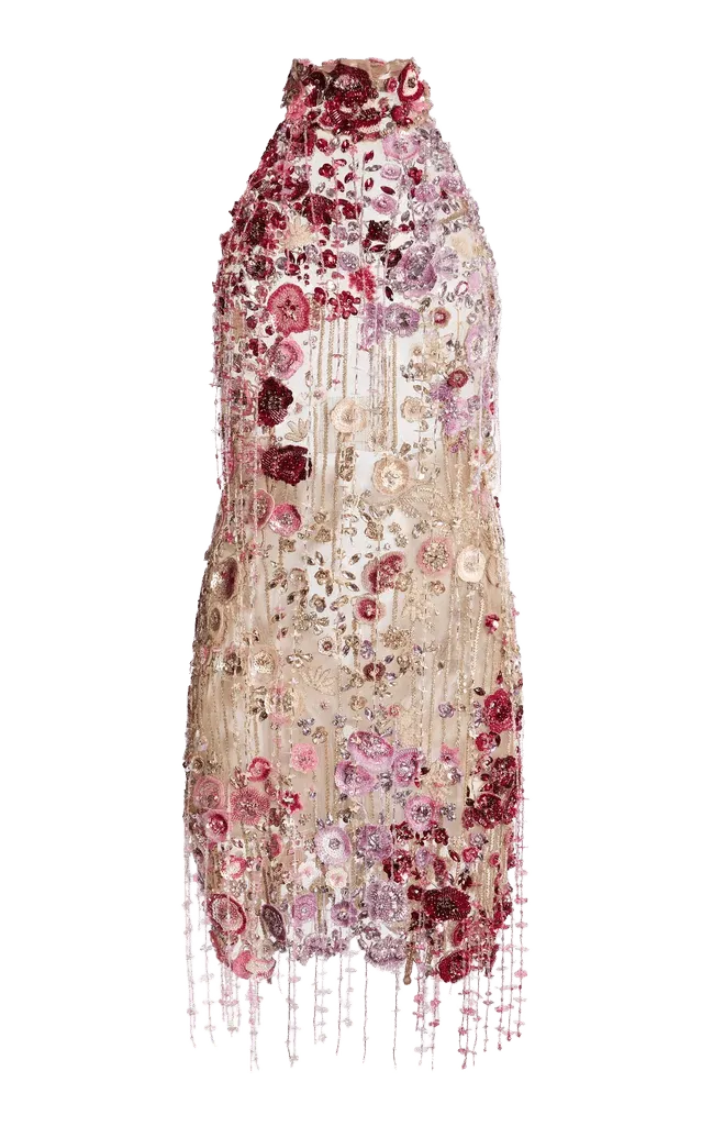 Beaded Halter Top Mini Dress
