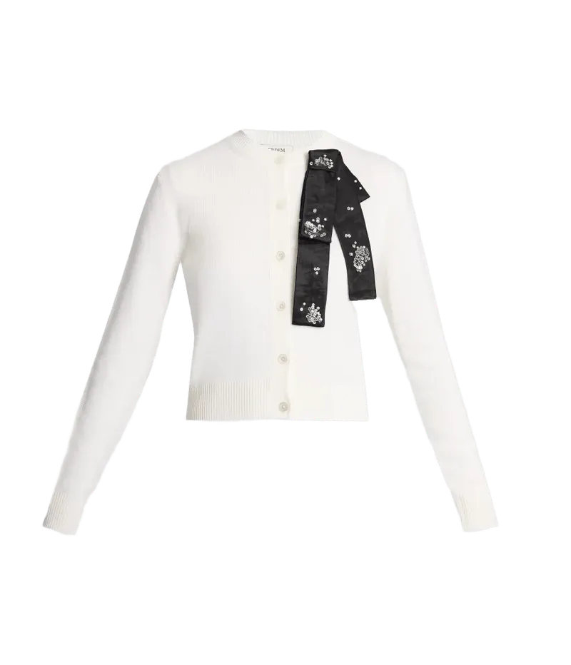 Embellished Merino Wool Cardigan