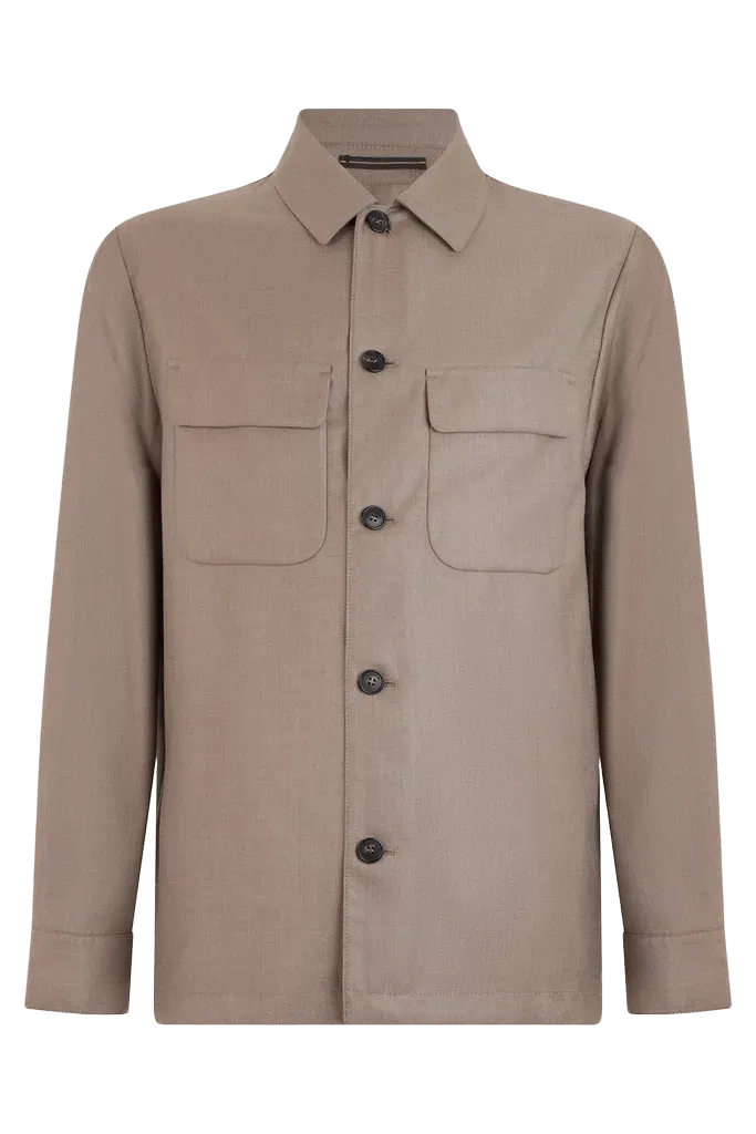 Slowear Virgin Wool Buttoned Jacket — Beige