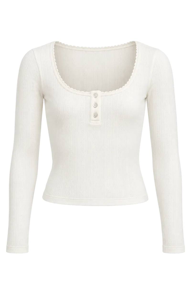 Organic Pointelle Henley