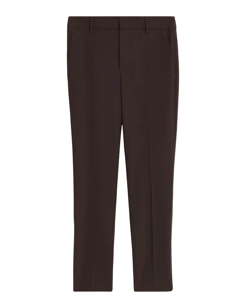 Wool Slim-Leg Split Hem Pants