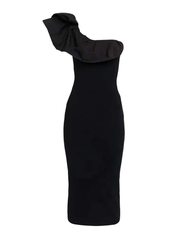 Klack Asymmetric Ruffle Knit Midi Dress