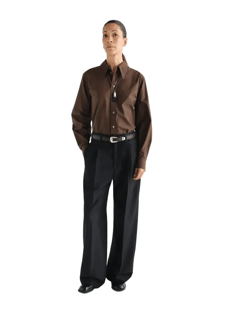 LARGE PLEATED PANTS IN WOOL MOHAIR TOILE