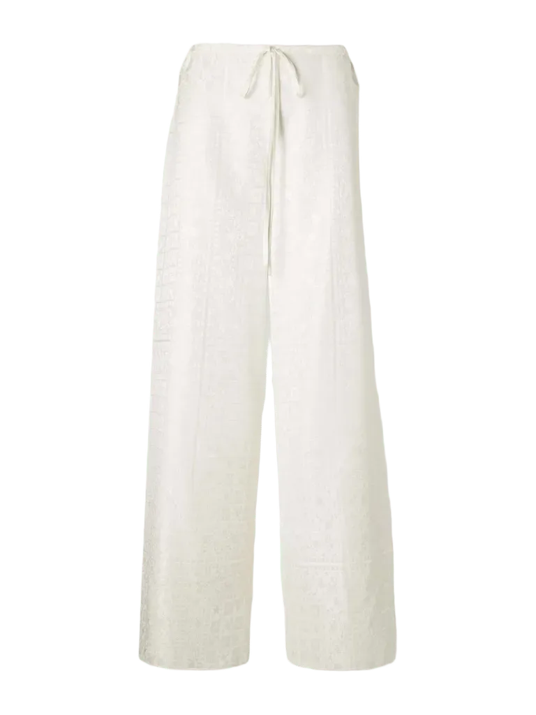 Silk-jacquard wide-leg pants