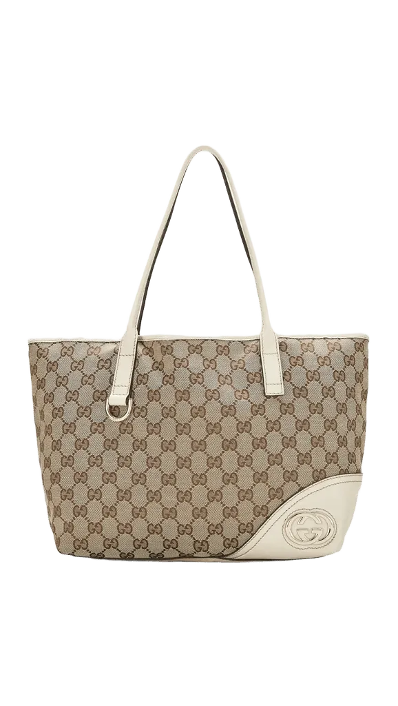 Gucci White Canvas Britt Tote