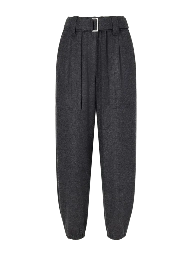 Belted felted wool and cashmere-blend tapered pants