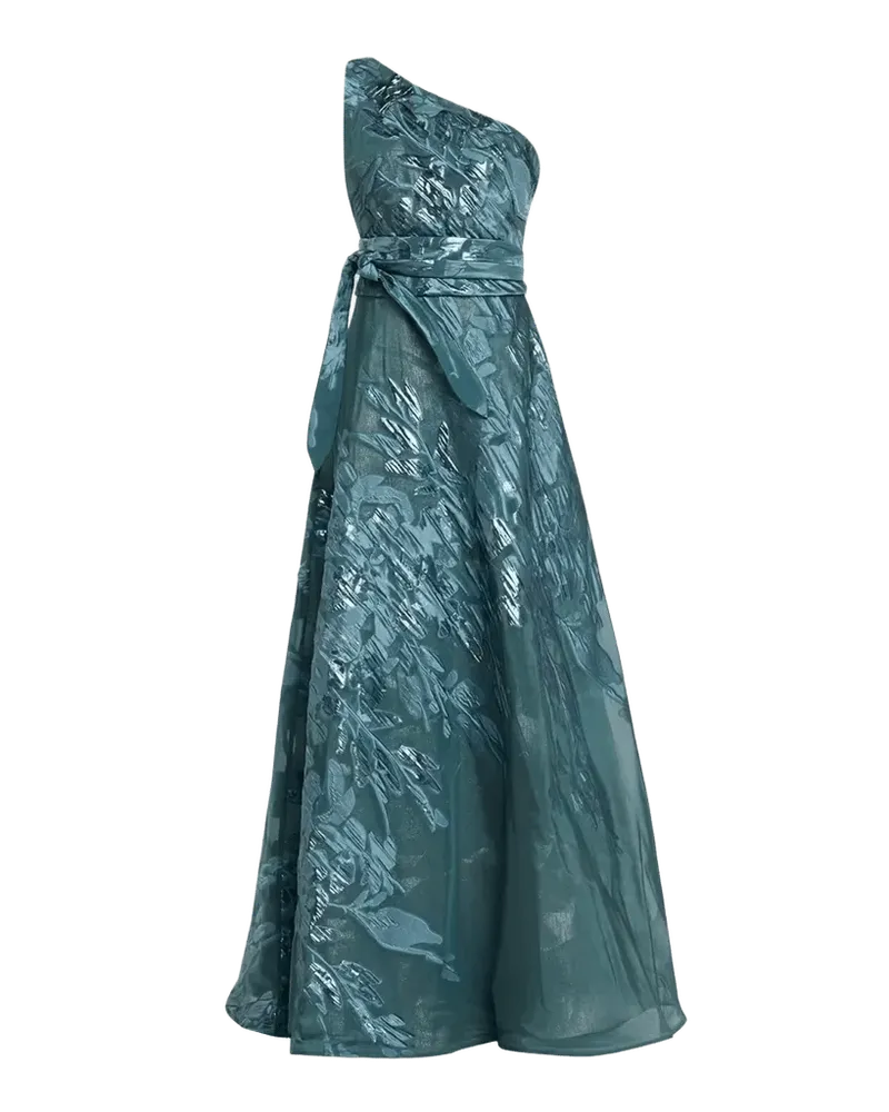 One-Shoulder Metallic Jacquard Gown