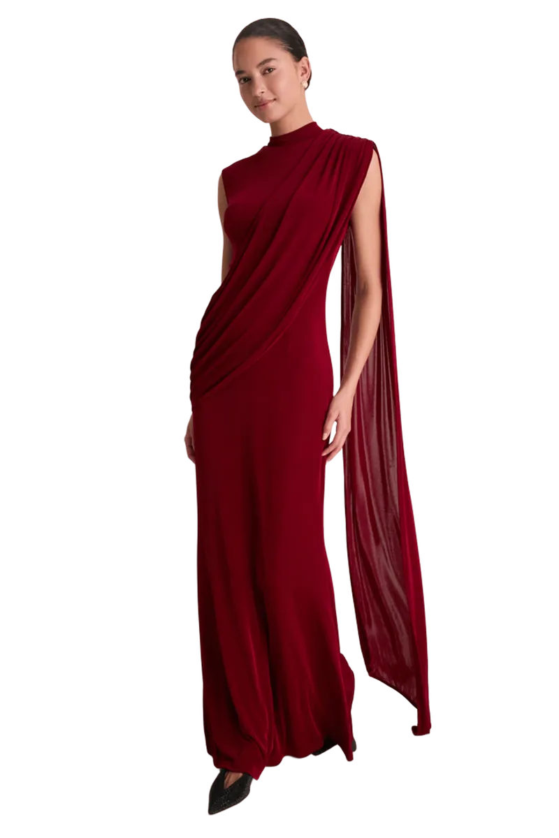 Burgundy Tuloria Sash Gown