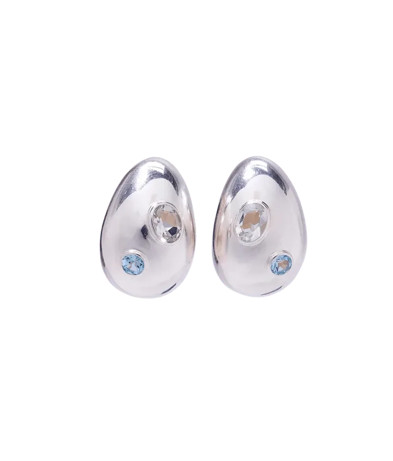 Mini Arp Earrings in Studded Silver