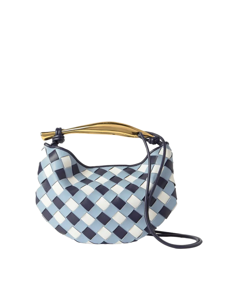 Sardine mini Intrecciato leather shoulder bag - blue - One Size