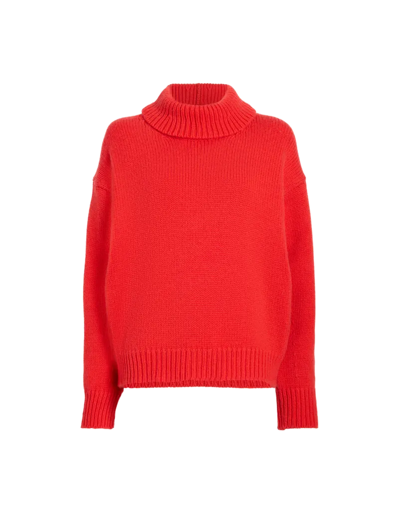 Oren Turtleneck in Cashmere Wool - Flame
