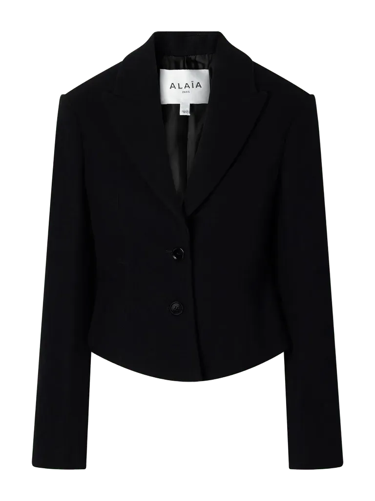 Cropped wool-felt blazer