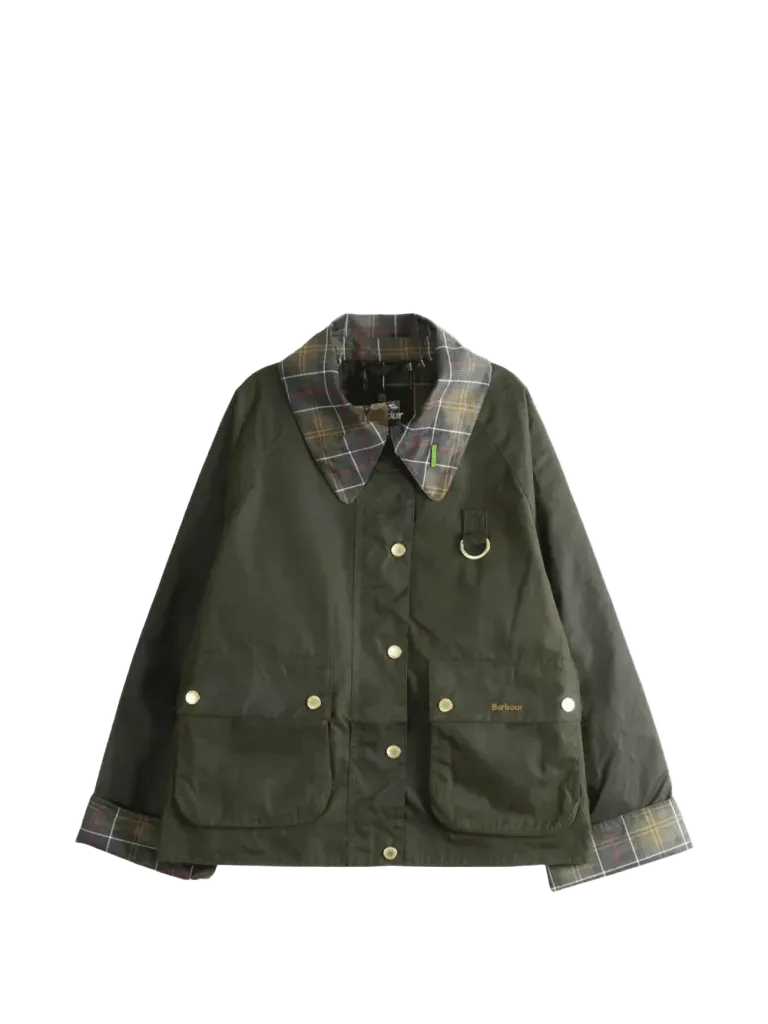 Barbour Icons tartan-collar waxed jacket