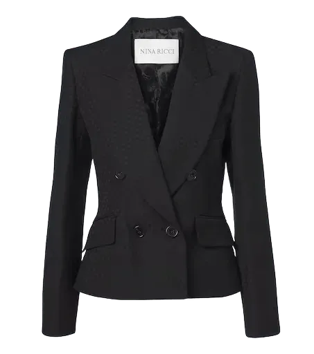 Jacquard wool-blend double-breasted blazer