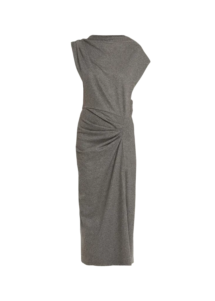 Naerys Asymmetric Knit Midi Dress
