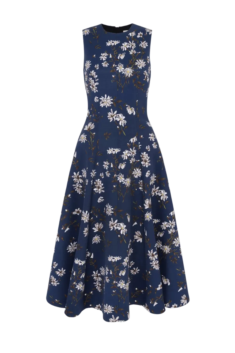 Mara Dress in Midnight Magnolia Taffeta Faille