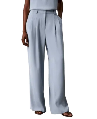 Women's High-Rise Double-Pleat Wide-Leg Pants