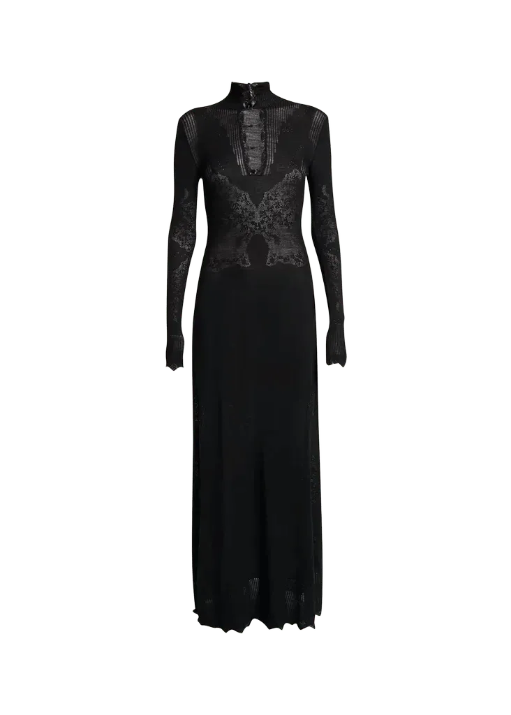 Solace Wool Lace Knit Long-Sleeve Maxi Dress