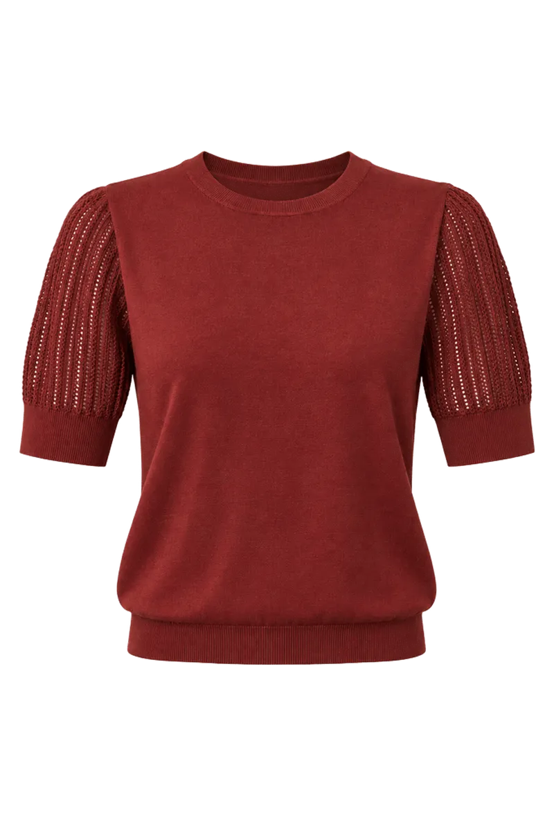 Pointelle Sleeve Sweater Tee