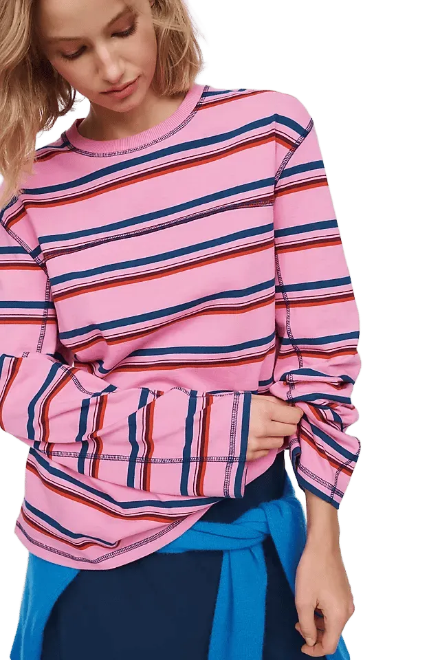 Damson Madder Samara 100% Cotton Striped Crewneck Tee