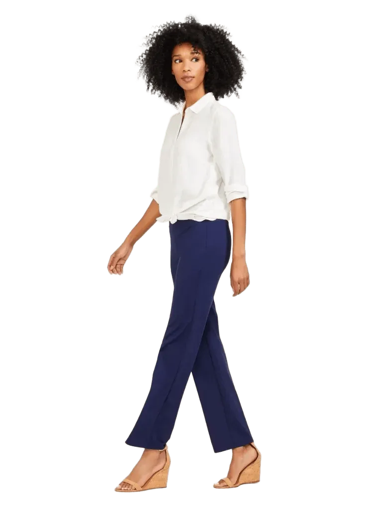 Winter Navy Solid Carmel Pants